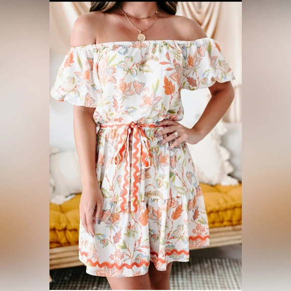 Flying Tomato Dresses & Skirts - Floral Off The Shoulder Dress
